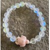 Handmade Iridescent Moonstone Bracelet Rainbow Glass Pink Turtle Sterling Silver