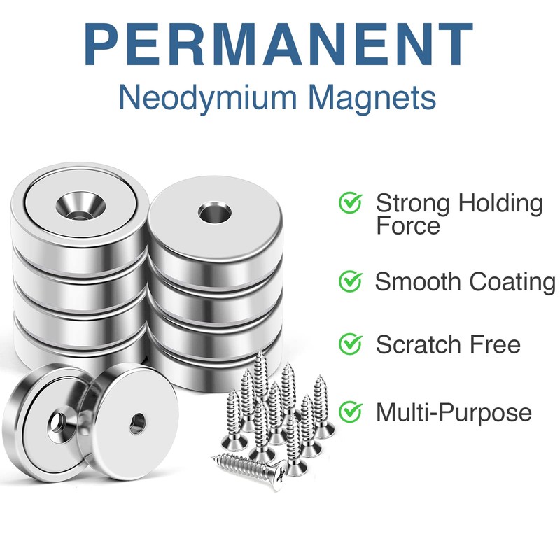 MIKEDE 10 Pack Strong Neodymium Cup Magnets, 70Lbs+ Holding Force
