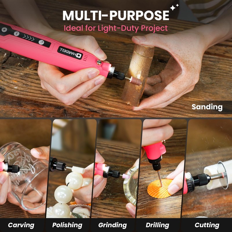 HARDELL Mini Cordless Rotary Tool, 5-Speed 3.7V Rechargeable Rotary Tool