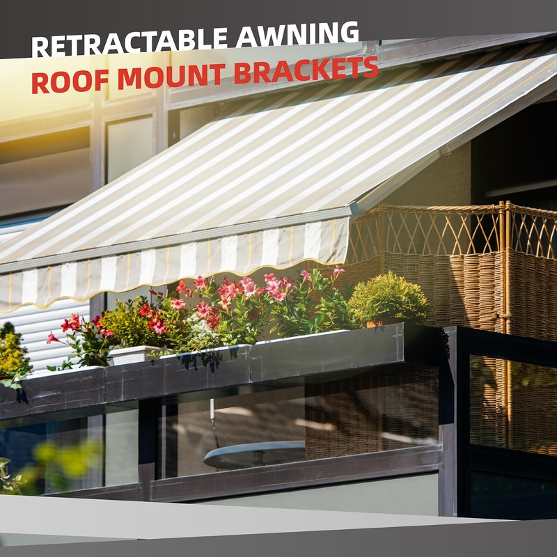 Universal Roof Mounting Bracket for Retractable Awnings, Adjustable Angle Premium