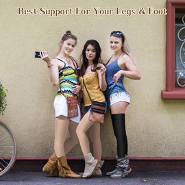 Wegitcs 20-30mmHg Compression Stockings for Women & Men, Closed Toe Thigh High Compression Socks Women, Graduated Compression for Varicose Veins, Pregnant, Teacher, Doctor ( 1 Pair, Black, Large)