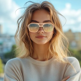 Louriy Retro Aviator Sunglasses for Women Men Classic 70s Vintage Trendy Square Aviators Sun Glasses UV400