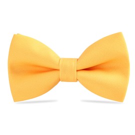 WELROG Classic Tied Bow Tie Kids & Men'Formal Solid Tuxedo Gabardine Adjustable Bow Tie for Adults & Children for Wedding Party Unusual Plain Bowties, yellow