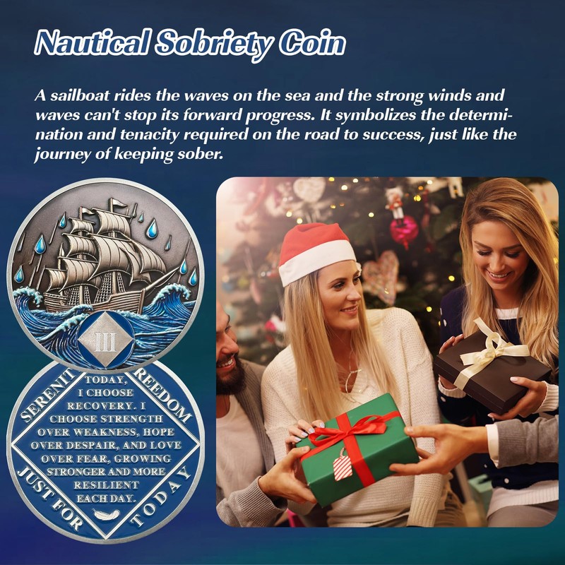 Braving The Storm 2 Year Sobriety Coin - Nautical NA