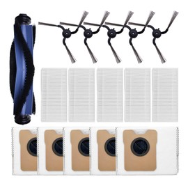 Replacement Parts Compatible with eufy C10, Robot Vacuum Accessories with 1 Roller 5 Filter 5 Side Brush 5 Dust Bag