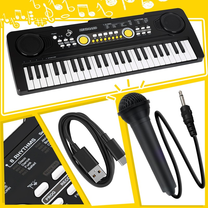 Drmukie 49 Key Kids Piano Keyboard Toy with Microphone Music