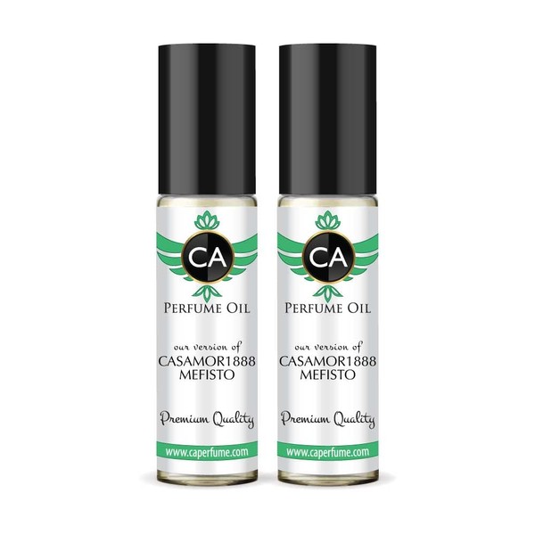 CA Perfume Impression of Casamor1888 Mefisto For Men Replica Fragrance Body Oil Dupes Alcohol-Free Essential Aromatherapy Sample Travel Size Concentrated Long Lasting Attar Roll-On 0.3 Fl Oz-X2