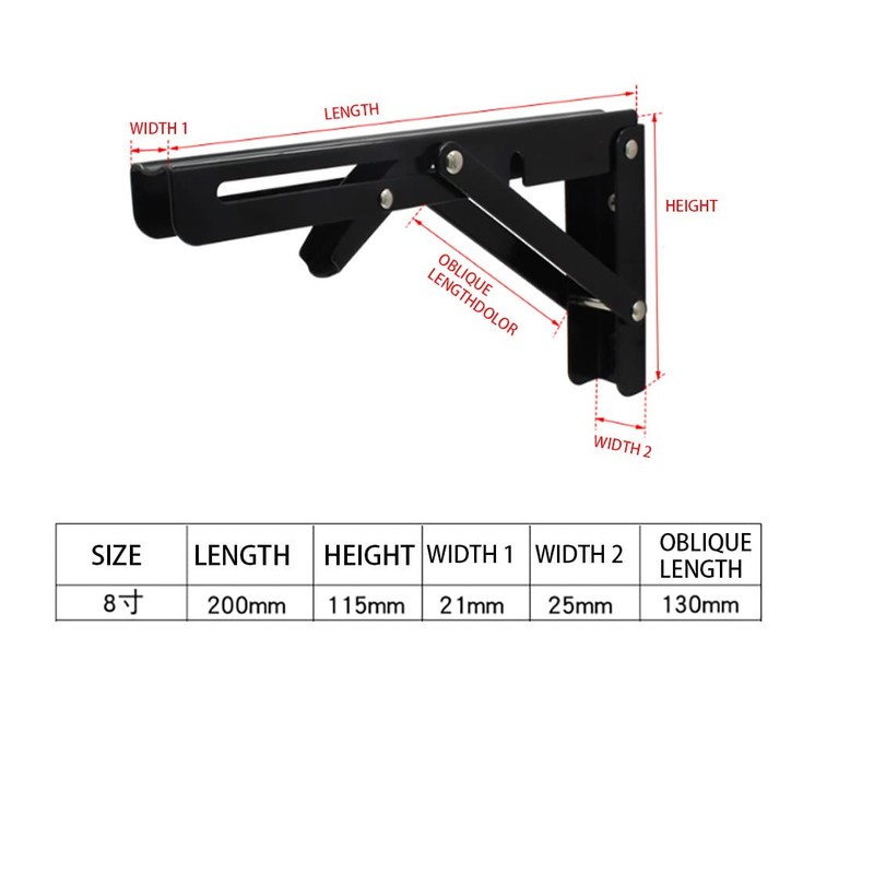 Black Folding Shelf Brackets Max. Load 220 lb, Heavy Duty