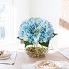 N&T NIETING Hydrangea Artificial Flowers with Vase Blue Silk Fake