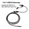 3-in-1 Industrial Endoscope Borescope Inspection Camera Built-in 6 LEDs IP67