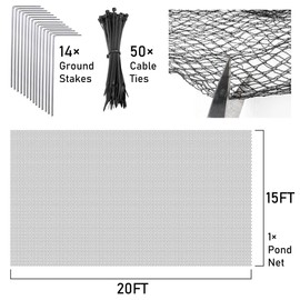 UNIFAMILY Fish Pond Netting for Leaves 4.5x6M Woven Fine Mesh Pond Net Cover to Keep Heron Away, Black Heavy Duty Pond Protection Net Protecting Koi Fish from Raccoons, Birds, Cats & Predators