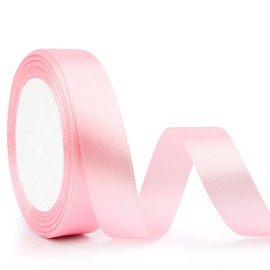 Pink Ribbons 7/8 Inch 25 Yards Pink Ribbon for Flower Bouquet Supplier Light Pink Ribbon for Gift Wrapping Pink Satin Ribbon for Hair Ribbons for Women Christmas Ribbon Candy Valentines Wedding Ribbon