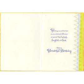 Designer Greetings Puple and Yellow Flowers with Gold Foil Diamond Patterns Age 50 / 50th Birthday Card