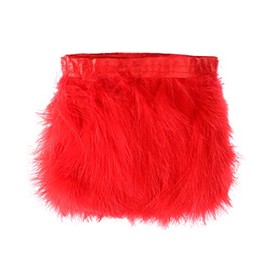 Turkey Marabou Feather Fringe Trim - 2 Yards Natural Fluffy Feathers Trim 6-8 inch in Width for Sewing Crafts Costume Decoration(Red)