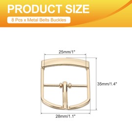 PATIKIL Single Prong Buckle, 8 Pcs 1 Inch Adjustable Metal Roller Buckle Belt Buckles for Bags DIY Crafts Purse Straps Shoe Belts Making Accessories, Gold Tone