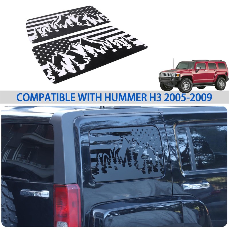 Rear Side Window American Flag Decals Fit for 2005-2009 Hummer