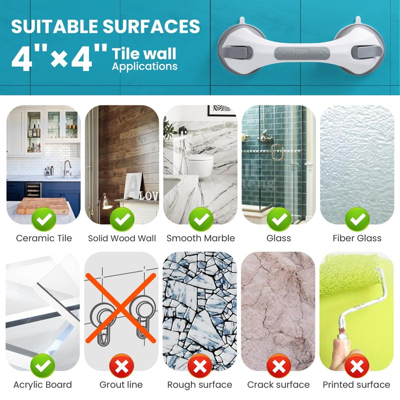 TAILI Grab Rails for Bathroom, 31cm Suction Grab Handles for
