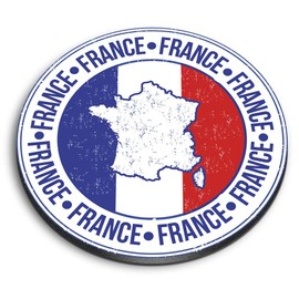 1 x Round MDF Magnet - France Flag Map Europe French 5167
