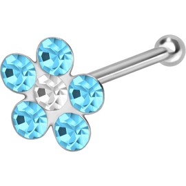PIERCINGLINE Set of 925 Sterling Silver Nose Piercing | Crystal Flowers | Piercing Nose Stud | Set Selection, Silver, Cubic Zirconia