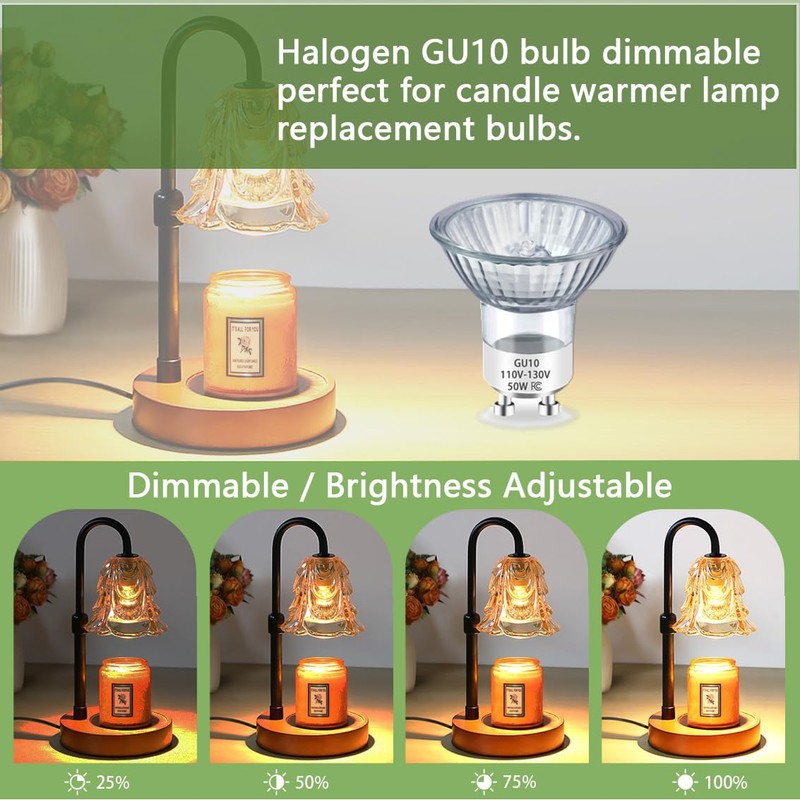 Rugfew GU10 Halogen Bulb 120V 50W Halogen Light Bulbs, GU10+C
