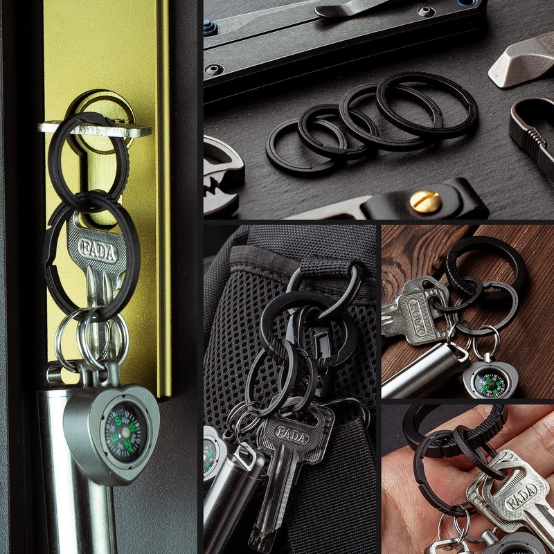 TIMULTI Men's Titanium Key Chain, Lightweight, Double Ring, Side Pushing