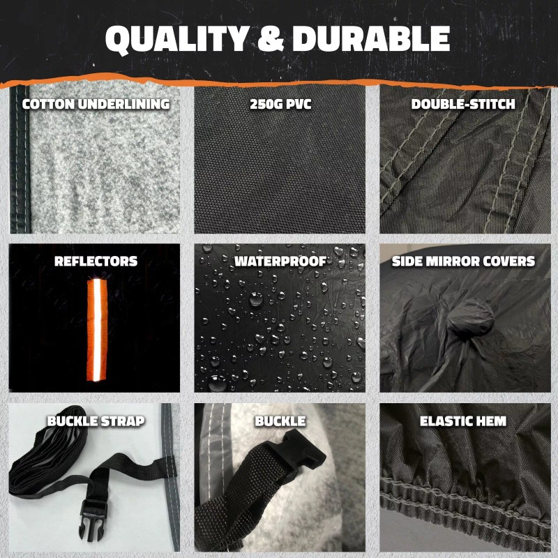 Mockins 235"x 80"x 77" Heavy Duty Extra Thick Black 250G