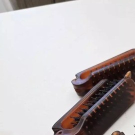 천연 멧돼지 털 나무 손잡이 접이식 휴대 빗 여행 출장 가방 속 헤어 스타일링 Natural Boar Bristle Wooden Handle Folding Travel Hair Styling Brush
