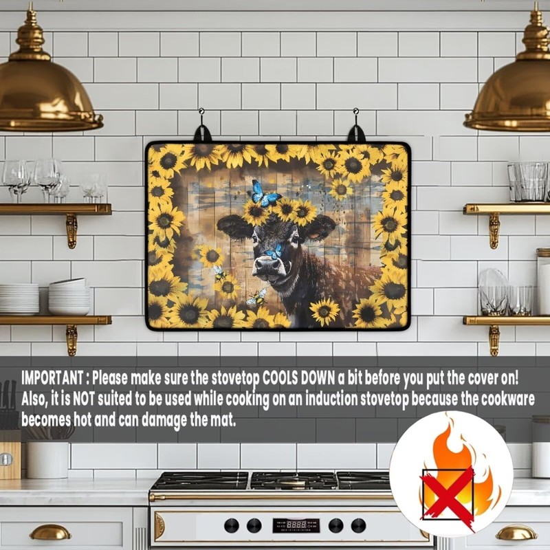 LVEWYB Cow Stove Top Cover for Electric Stove 29.18"×20.96" Multipurpose