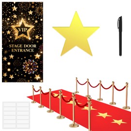 Red Carpet Runner For Party 2.6 x 15 ft Prom Decoration Not Slip Red Aisle Rug VIP Stage Door Entrance Cover With Star Movie Theme Floor Carpet for Film Carnival Wedding Hollywood Decoration With Tape