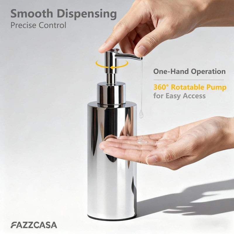 Stainless Steel Round Lotion Pump Dispenser (7.5OZ/220ML)