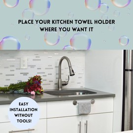 STEYDA Black Steel Dish Cloth Rail for Kitchen, Towel Holder for All Types of Sinks and Flat Smooth Surfaces