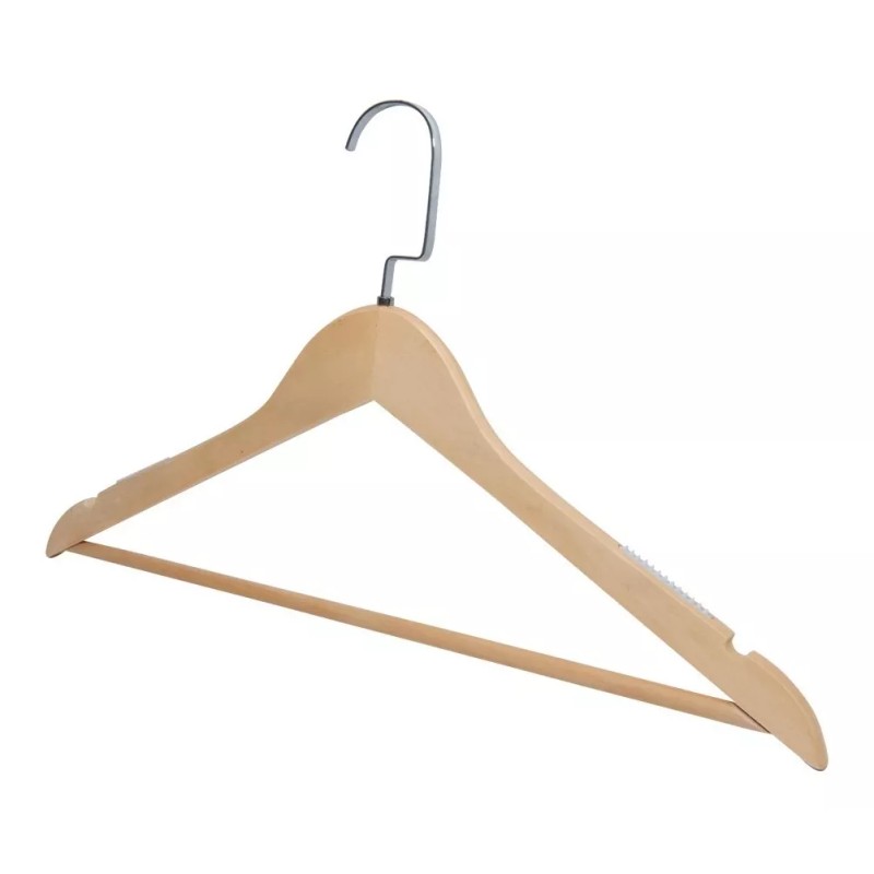Exhivit Gancho De Madera P/ Ropa Con Anti-derrapante Paq C/10
