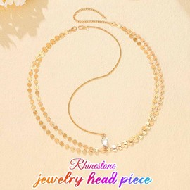 Fashband Gold Sequin Head Chain Multilayer Crystal Hair Chains Headwear Festival Costume Hair Accessories for Women