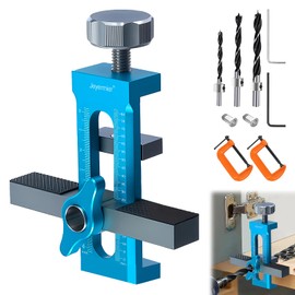 Upgrade 3-in-1 Cabinet Door Mounting Jig,Cabinet Door Installation Jig, Adjustable Aluminium Alloy Hardware Jig with 3 Drill Bits & 2 C-Clamp, Quick Drilling & Positioning Tool for Most Cabinet Doors