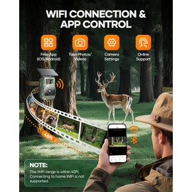 Solar Trail Camera 64MP 4K, 6000mAh Wildlife Camera with Night Vision Motion Activated Waterproof IP66, Rechargeabl Trail Cam with 32GB Card, WiFi Bluetooth Connection