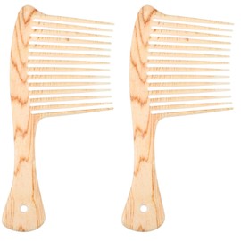minkissy 2pcs Wood Grain Wide Teeth Hair Comb for Curly Hair Massage Hairbrush Scalp Massage Hair Comb Anti-Static Styling Comb for Women Men Plastic
