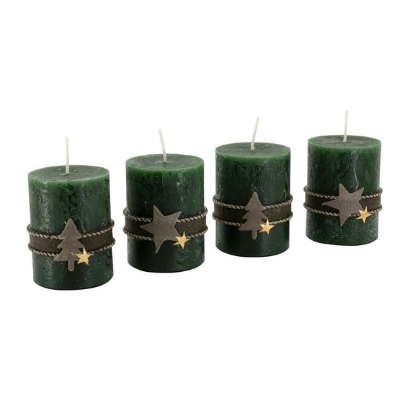 Advent Candles with Motifs - Set of 4 - Rustic