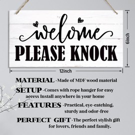 Rustic Door Gate Hanger, Welcome Please Knock Sign, Decorative Hanging Wall Plaque Wood Sign, Wood Decoration for Door, Meeting Room Decor, Therapy Room Decor, Clinic Treatment Decor Sign