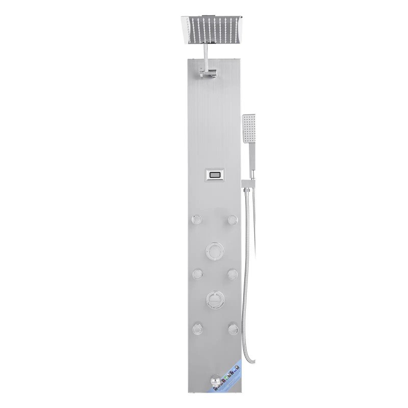49 Brushed Stainless Steel Shower Column LED Rainfall Shower Head
