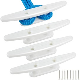 White Nylon Boat Cleat 6 inch, Dock Cleat With Hardware 4 Pack,Boat Dock Cleats Nylon Cleat for Kayak Rope Cleat Used for Docking Boats,Small Vessels,Canoe,Mooring,Maritime Decor,Dock Tie Down Cleats
