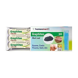 homeomart.com Homeopathy Graphites 30C Pills for Eczema, Cracks, Fissures, Scaly Skin. Pack of 3 in 2 Dr Glass Vials, 240 Pellets