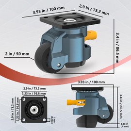 Leveling Casters with Upgraded Ratchet Handle Design,360 Degree Swivel Castor Wheels, Adjustable Heavy Duty Casters with Feet for Workbench, Machine, Total Capacity 2200 Lbs