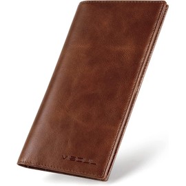 VISOUL Genuine Leather Wallet | Genuine Vintage Leather - XXL Long Wallet - Credit Card Holder | Women - Men's Wallet - RFID Protection Wallet Wallet, 71 Brown, Vintage