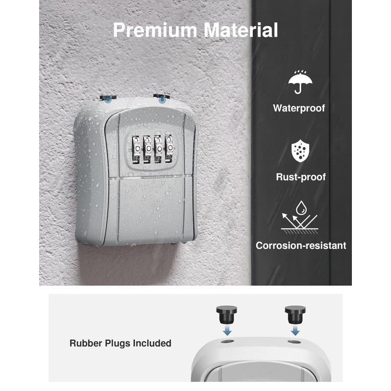 Puroma Key Lock Box, Portable Combination Lockbox Wall-Mounted Key Storage