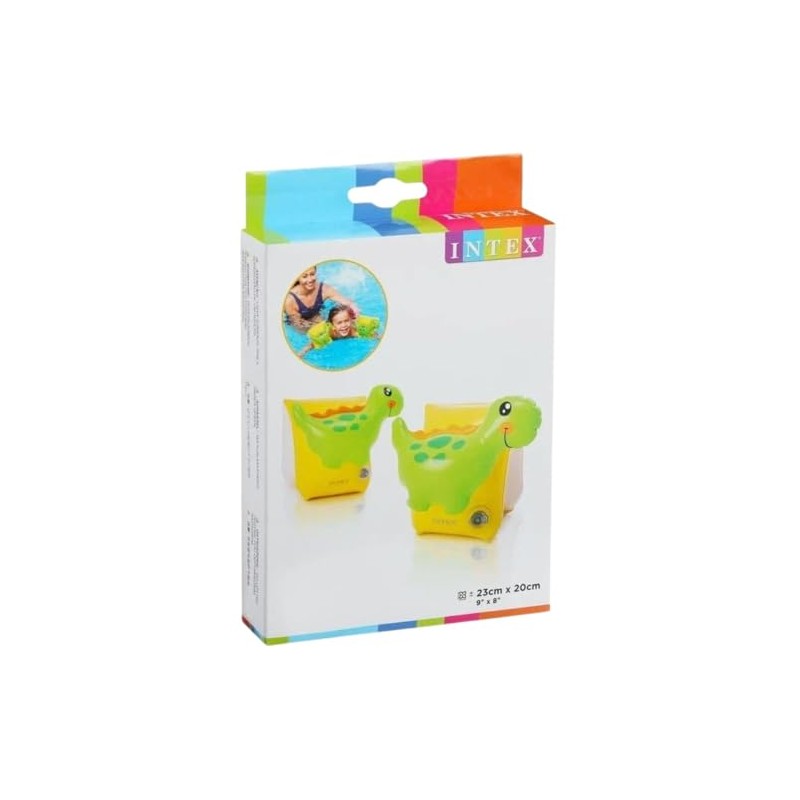 INTEX Floaty 56664 Dinosaur Inflatable Arm Band (Yellow x Green/FF/Jr)