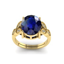 LMDPRAJAPATIS 4.25 Ratti Original Blue Sapphire Stone Gold Ring Promise Ring For Men And Women's