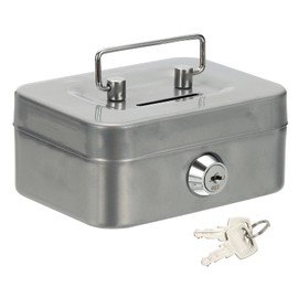 PATIKIL Small Cash Box, Mini Safe Box Money Locker Piggy Bank Money Saving Boxes with Keys for Cash Watches Jewelry Personal Items, Gray