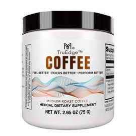 Mannatech - TruEdge Coffee - Sharpness & Endurance, Caffeine Blend, L-Theanine, Colostrum, Zynamite, Physical Stamina, Medium Roast - 2.65oz