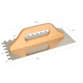 KOTARBAU® Stainless Steel 280 x 130 mm Trowel 10 x 10 mm with Wooden Handle