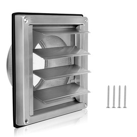 Ventilation Grille 150mm Stainless Steel Air Vents Cover, Louvered Grille Cover Vent Flat Ducting Air Vent Wall Inlet